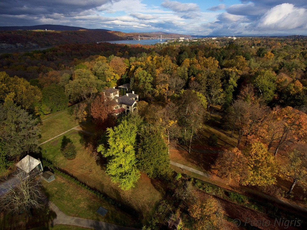 Aerial view of the Locust Grove Estate, in Poughkeepsie, New York.