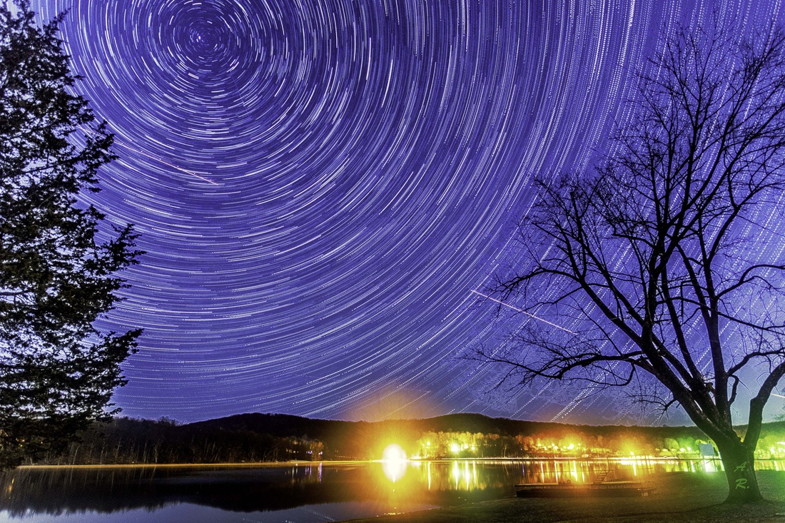 Star Trails Over Sylvan Lake, Hopewell Junction, New York. Photo by Adam David Rivera.