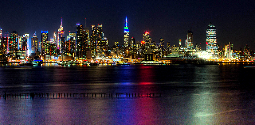 Manhattan Skyline at Night by John Morzen Photography